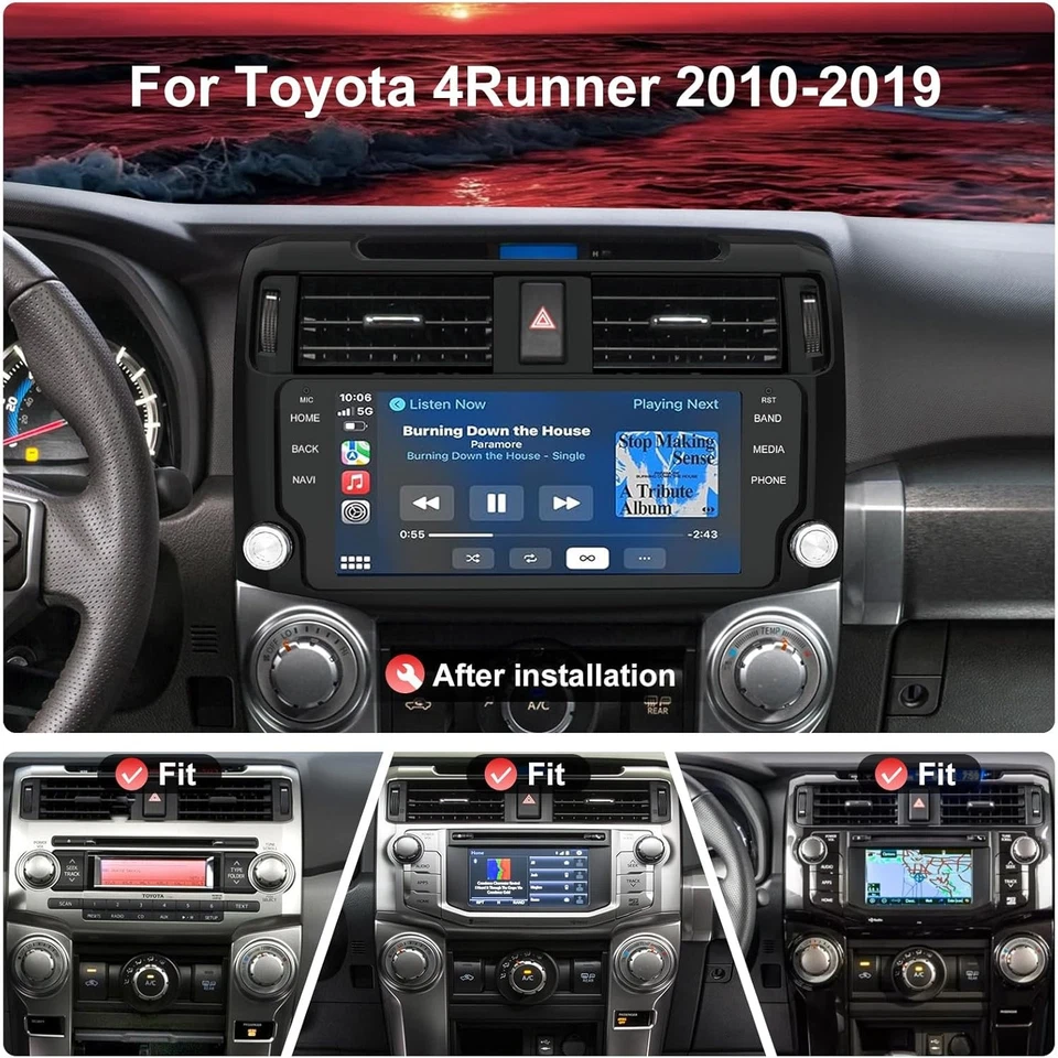 Radio estéreo para automóvil Toyota 4runner 2009-2019 10,33"" Android 13 Carplay GPS 64 GB Foto 2 de 4