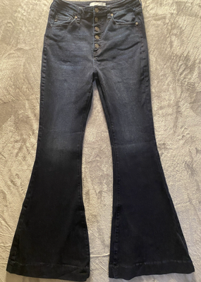 #ad #ad Kancan Jeans Womens 9 28 Blue High Rise Boho Hippie Super Flare Bell Bottom $19.80