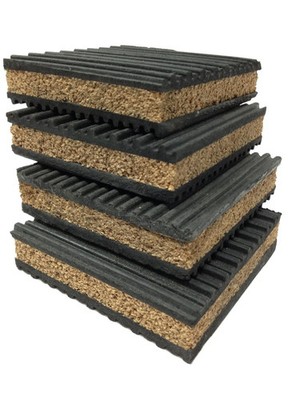 4 Pack of Anti Vibration Pads 4'' x 4'' x 7/8'' Rubber/Cork Vibration isolation
