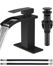 Waterfall Bathroom Faucet 1 Hole, Single Hole Bathroom Faucet, Single Handle ...