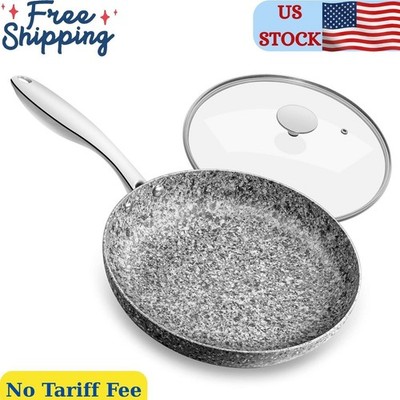 12 Inch Nonstick Frying Pan with Lid, Granite Coating, Induction Compatible