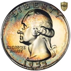 1955 Toned Washington Quarter Proof PCGS PR 66 PF See Video Toning Silver Coin