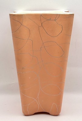Liana Shawnee Pottery Planter Vase Peach White Inside Atomic #1017 8''T Vintage
