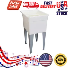 White 18" x 24" Plastic Utilatub Single Laundry Tub for Home Use