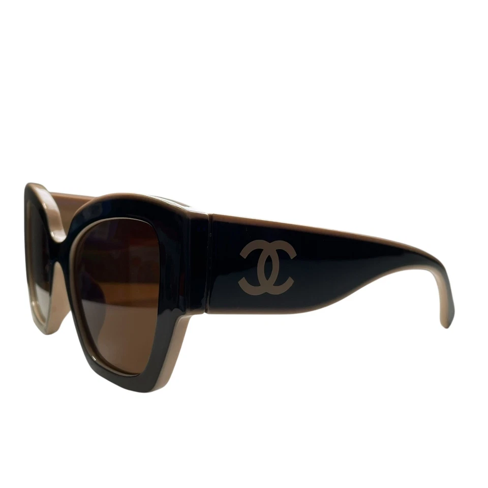 Authentic CHANEL Oversized Black and Beige Frame Sunglasses Case Box SHIPS TODAY - image 4 of 4