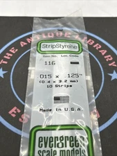 Evergreen Scale. Polystyrene Strips. 14" 116 .015 X .125. (10)