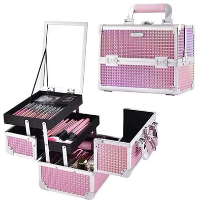 #ad Joligrace Makeup Train Case Cosmetic Box Portable Makeup Case Organizer 2 Trays $35.99