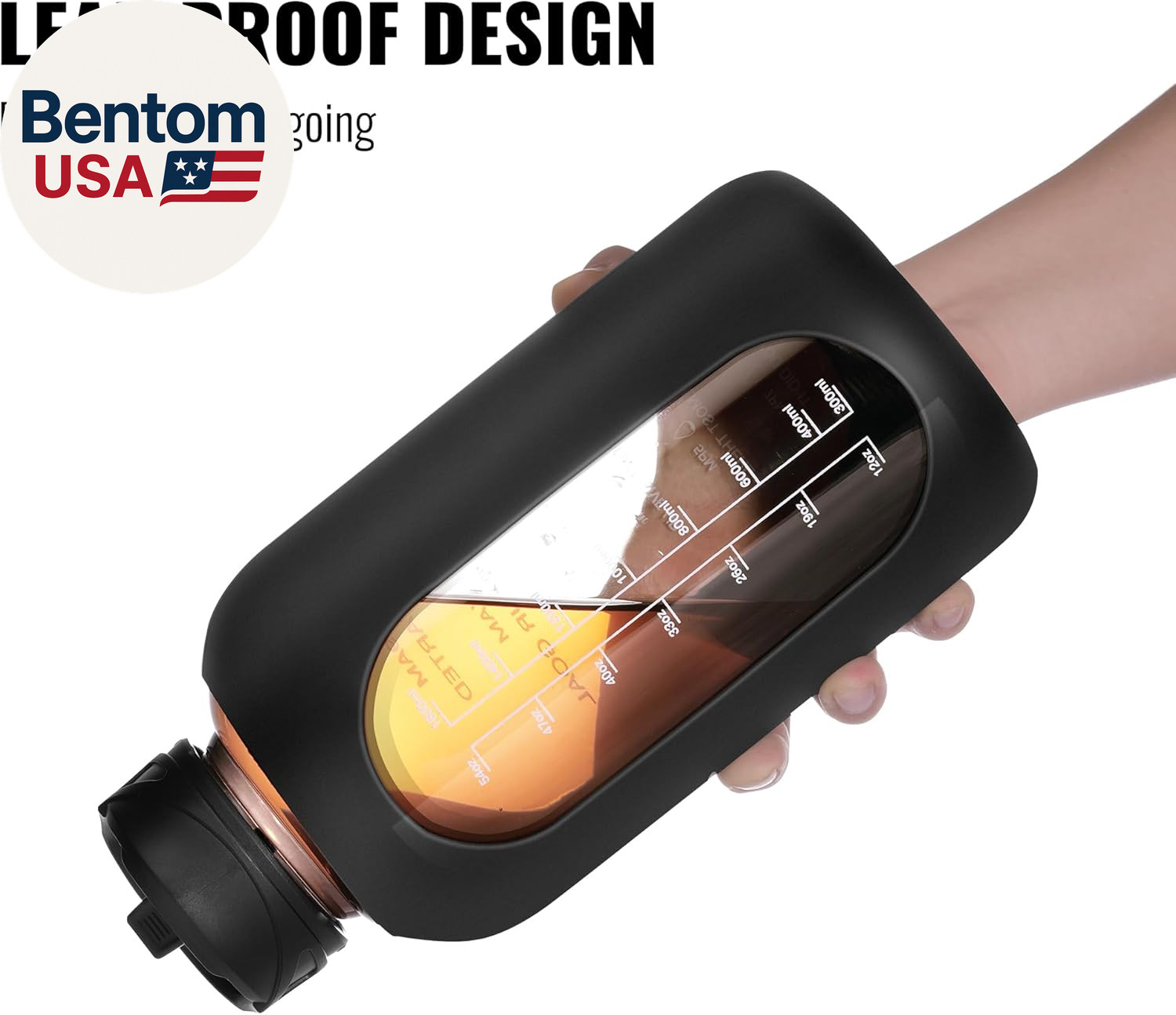 64 Oz Glass Water Bottle Jug with Straw and Handle, Half Gallon Sports Motivatio