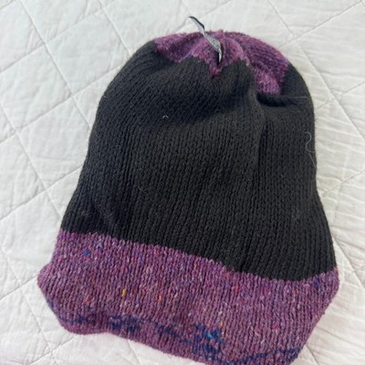 VTG! Knit Outerwear Purple Wool Blend Fair Isle Beanie Hat 