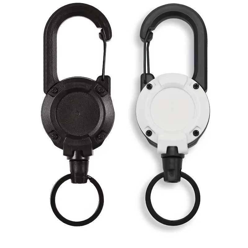 2Pcs Heavy Duty Keychain Retractable Carabiner Car Key Chain with Badge Holder