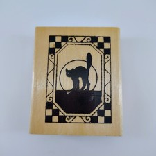 Anita's Wood Mounted Rubber Stamp Black Cat Halloween Size G