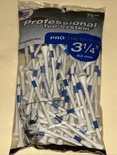 Pride Professional Pro Length Plus Golf Tees (3.25", White/Blue, 75pk) NEW