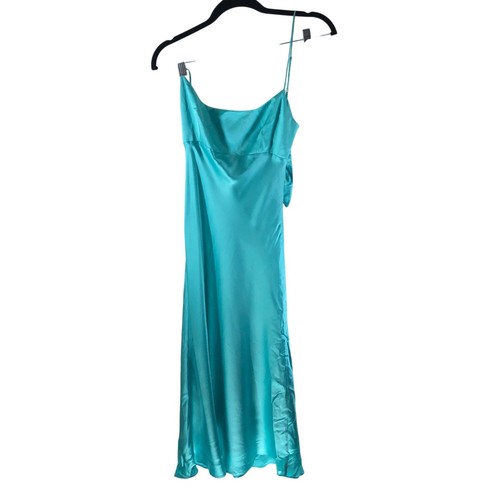 Amanda Uprichard Breeze Midikleid Seide Tie Back Aqua Blau S DEFEKTE TRÄGER