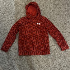 Under Armour Youth Hoodie All Over Logo Print Red YM medium