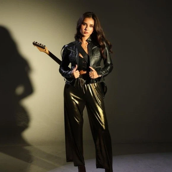 Pantalón American Apparel Metálico Pierna Ancha 19873 Dorado Talla Pequeña Retro Años 90 Informal Foto 2 de 4