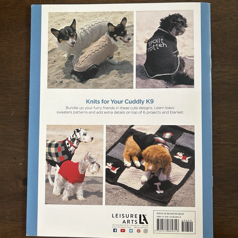 DOG GONE CUTE Leisure Arts Knitting Pattern Booklet 6 Clothes Pet Projects - Image 4 of 4
