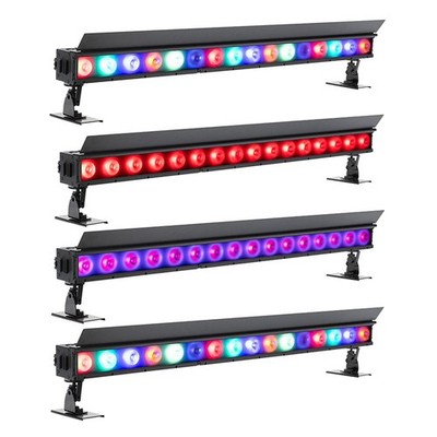 (4) American DJ ADJ ElectraPix Bar 16 Pak DMX RGBAL+UV Bar Lights w/ Flight Case
