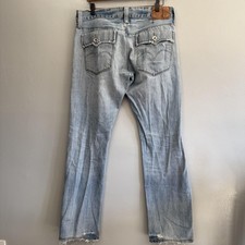 Levi's Slim Straight Jeans Mens 34x32 Light Wash Blue Distressed Denim Ripped