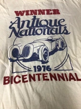 Vtg 1976 ANTIQUE NATIONAL CHAMPIONSHIP BICENTENNIAL Automobile Race T-Shirt RARE