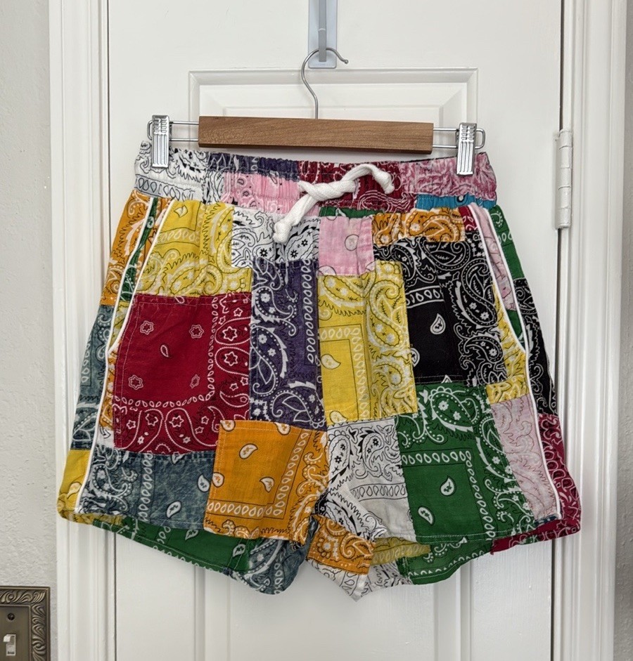 Riley 1880 Bandana Patchwork Drawstring Shorts Sz… - image 1