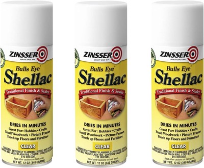 Zinsser 408-3PK Bulls Eye Shellac Spray, 12 oz, 12 Ounce (3 Pack), Clear 