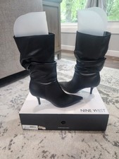 NEW Nine West Melson Women's Boot Shouched Dress Heels Size 9 M Black