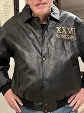 Vintage 1996 Atlanta Olympic Games American Toons Leather Jacket-Size XL- 140.00