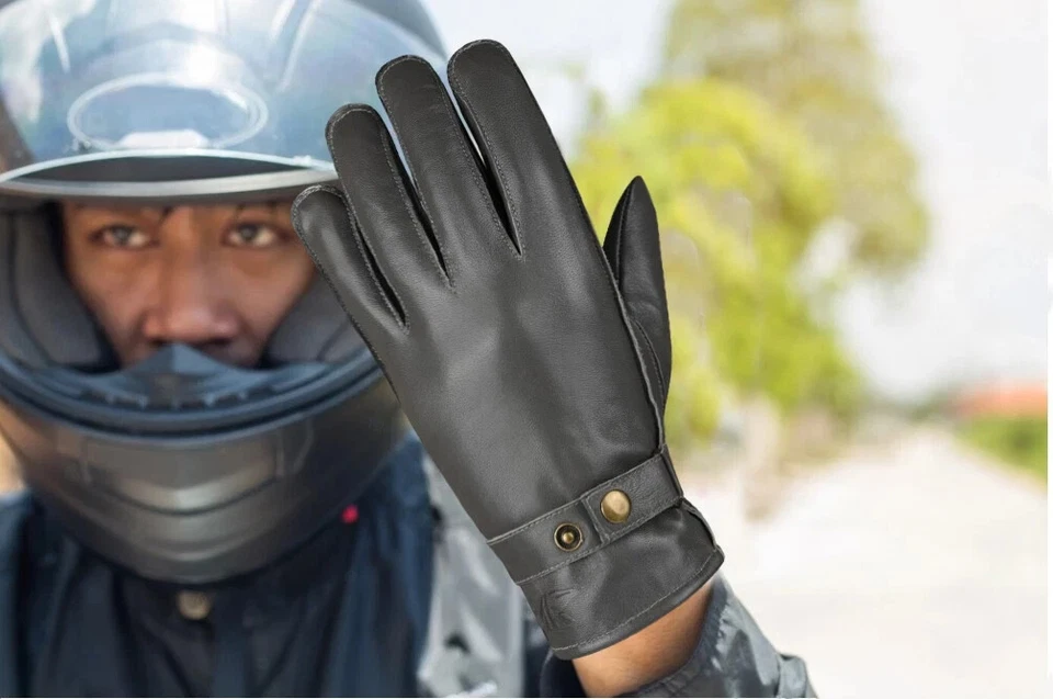 REDRUM Hommes Gants Cuir Hiver Thermique Conduite Moto Scooter Plein - Photo 4/4