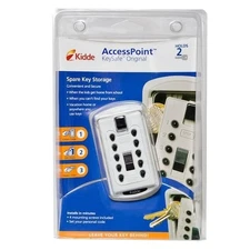 Kidde Key Safe Lock Box Holds 2 Keys Mounted w/ Pushbutton Combo Lock White NEW