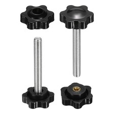 2 sets star knobs M6 x 55mm for male + female thread 25mm, black