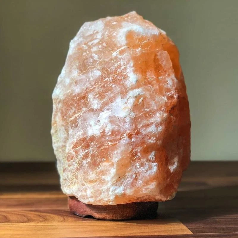 Lampada di sale rosa dell'Himalaya naturale salgemma legno dimmerabile 2-3 kg - Immagine 3 di 4