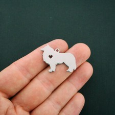 BULK 5 Collie Charm Stainless Steel Great As a Charm or For Stamping - MT429
