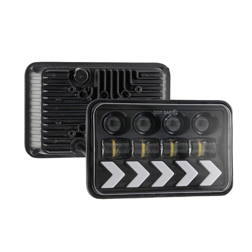 For Chrysler LeBaron 1977-1992 4x6" LED Headlights Hi-Lo DRL Dynamic Turn Signal - Foto 10 di 12