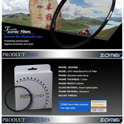 52/58/62/67/72/77/82mm Slim Fader ND2-400+Slim CPL+Slim UV For Digital Camera - Picture 4 of 23