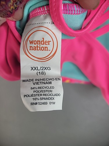 New Wonder Nation Girls Top Bottom Swim Suit 2XL Girls 18 Swim - Picture 9 of 13
