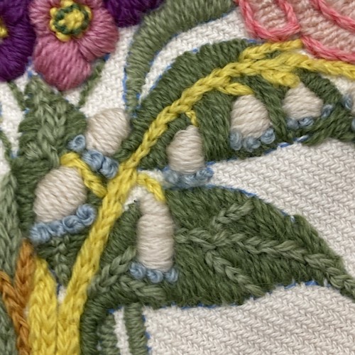 Vtg Wildflower Bouquet Embroidered Needlepoint Crewel Pillow Cover 12 X 12” - Picture 6 of 12