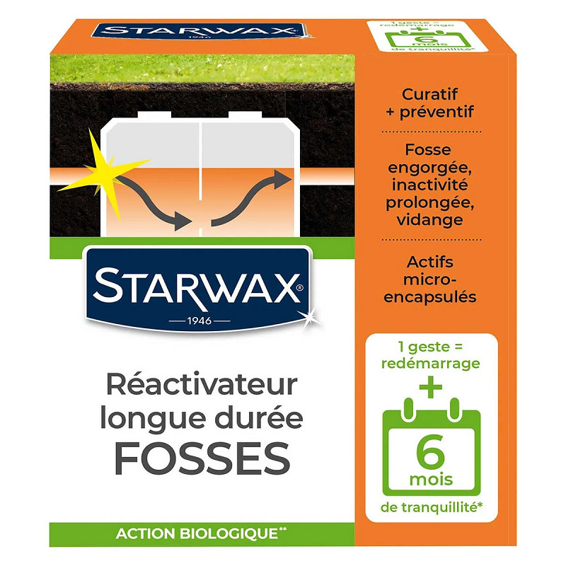 Ré-activateur STARWAX entretien semestriel fosse septique toutes eaux pot 500g