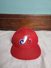 Montreal Expos Hat Cap New Era Size 7 Fitted Red Wool Cooperstown 59Fifty