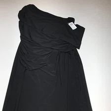 Windsor Plus Dress Womens Size 1X NWT One Shoulder Ruched Maxi w/ Very High Slit