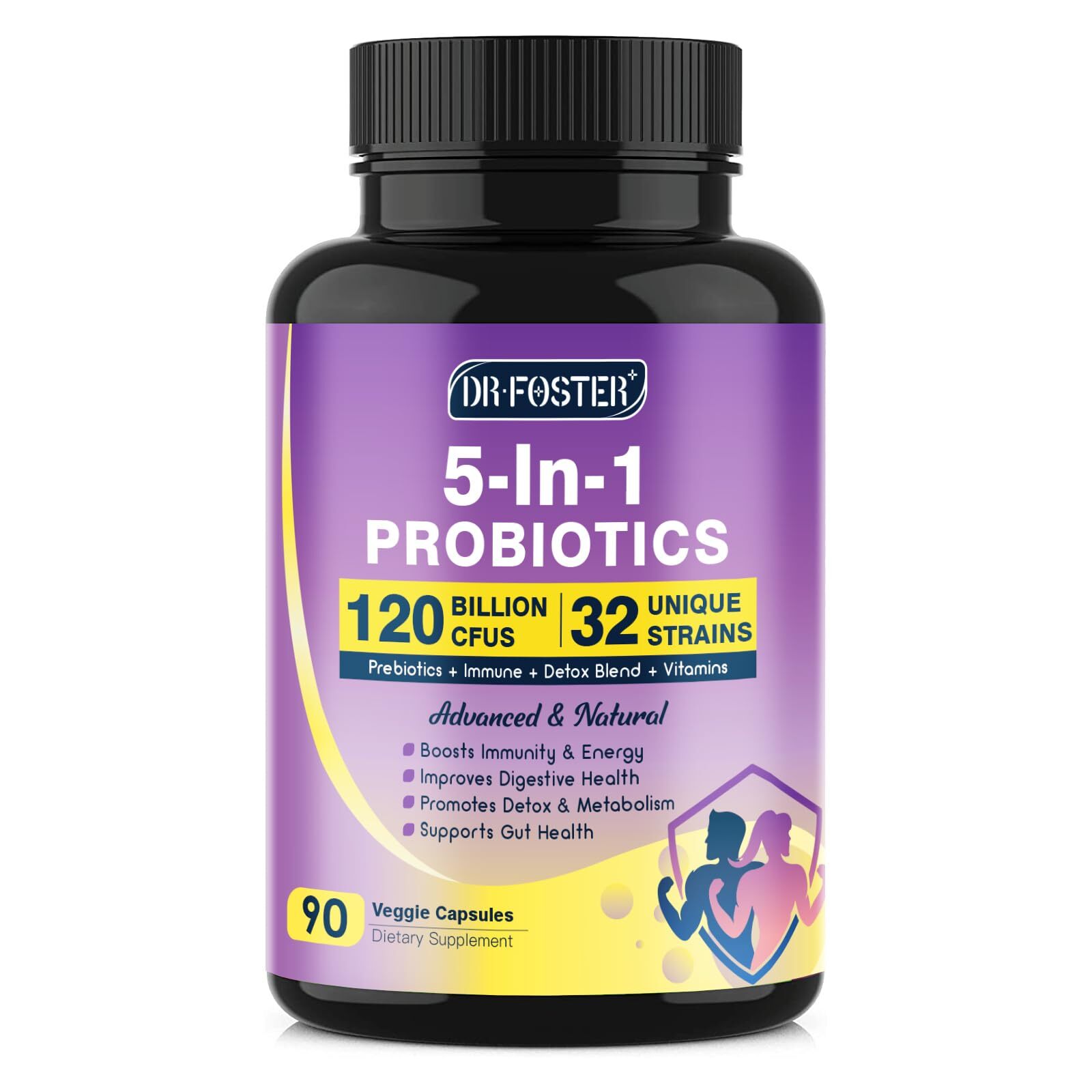 Probiotics for Women & Men Digestive Health，120 Billion CFUs, Prebiotics and ...