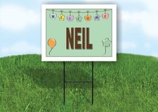 NEIL WELCOME BABY GREEN 18 in x 24 in Yard Sign Road Sign with Stand