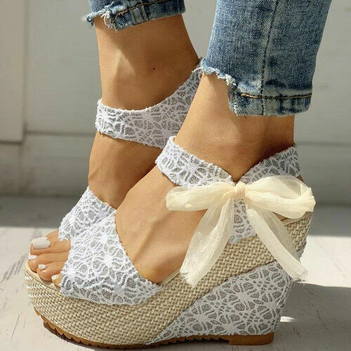 Womens Wedge Lace Up High Heels Summer Platform Sandals Casual Shoes Pumps Party - Bild 12 von 19