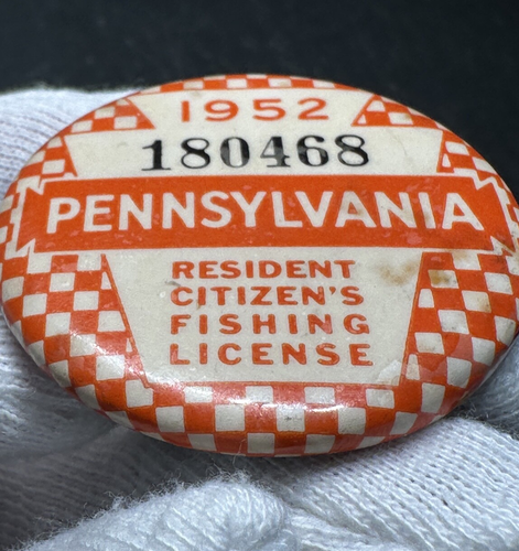 Pin insignia de licencia de pesca de ciudadano residente de Pennsylvania 1952 H117 - Imagen 5 de 6