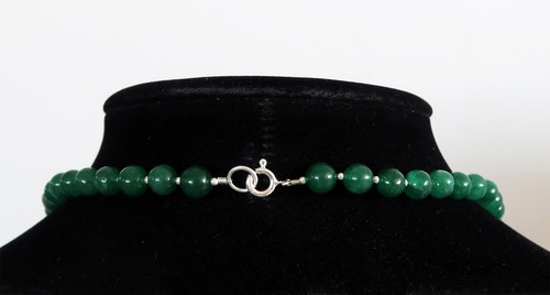 Necklace Beads D'Emerald And Silver Ornate of A Cross Sterling Silver - Picture 3 of 7