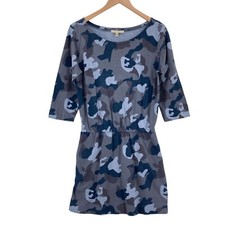 Banana Republic T Shirt Dress Womens Medium Blue Camo Print Round Neck Pullover