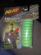 Nerf Vortex Refill Pack of 10 discs RARE Green color 33687 Disc Refill