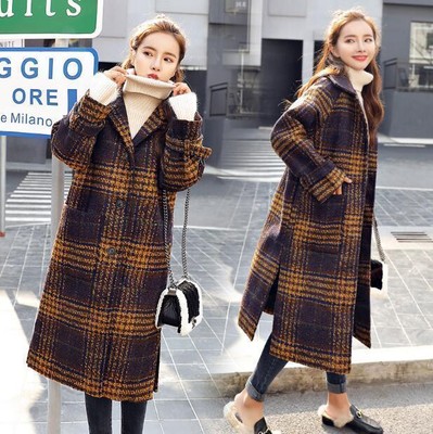 checked wool coat
