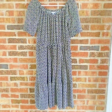 Women's Short Sleeve Dress with Tie Bottom Ruffle Medium Cotton The Get