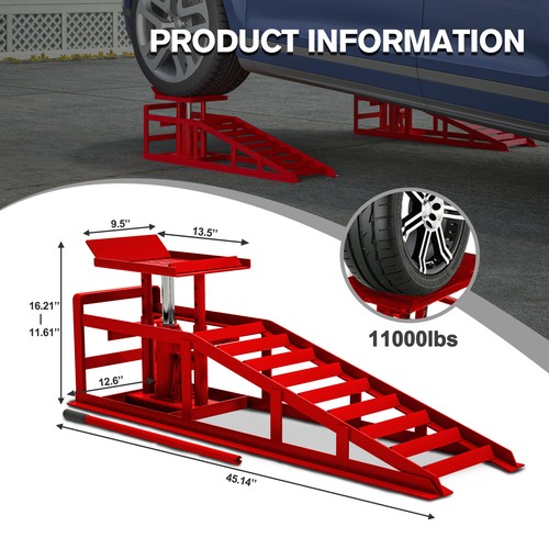 2 Pack Hydraulic Car Ramps 5T 11000lbs Low Profile Car Lift Service Ramps Tru - Picture 2 of 9