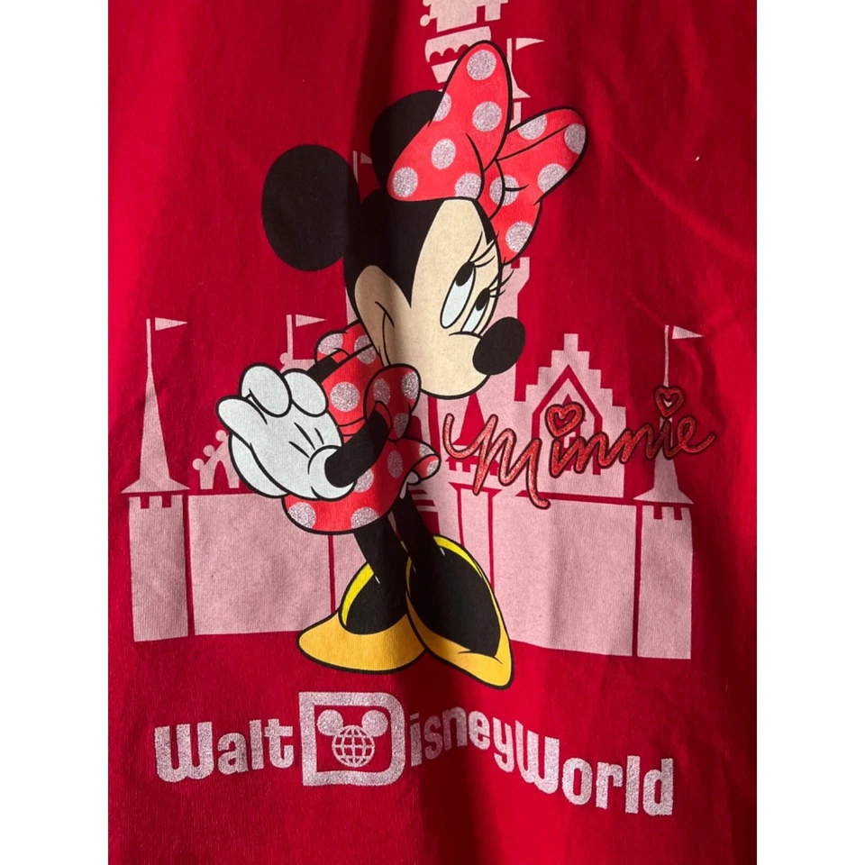 Camiseta roja de Minnie Mouse 100 % algodón marca Disney Hanes talla YXL Foto 2 de 4
